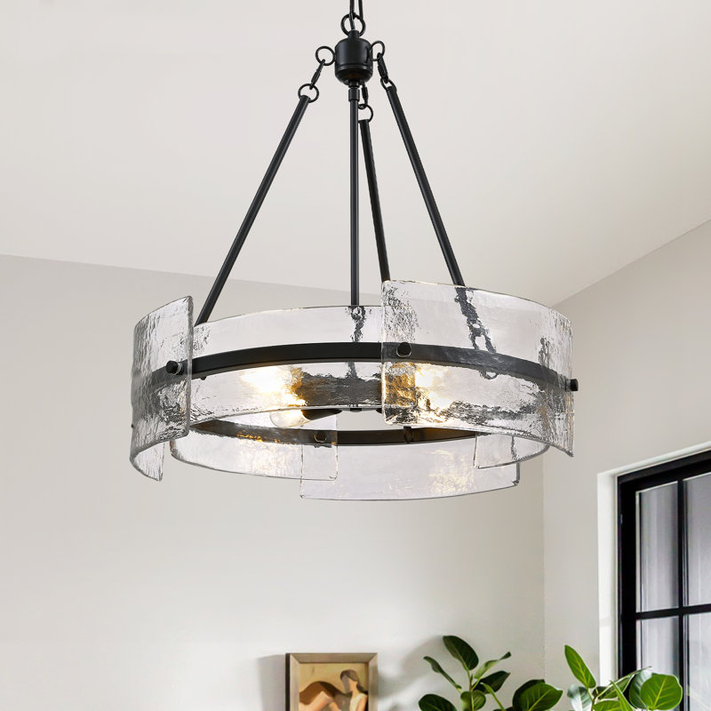 Luminaire moderne à 4 lumières avec verre texturé Dimmalbe