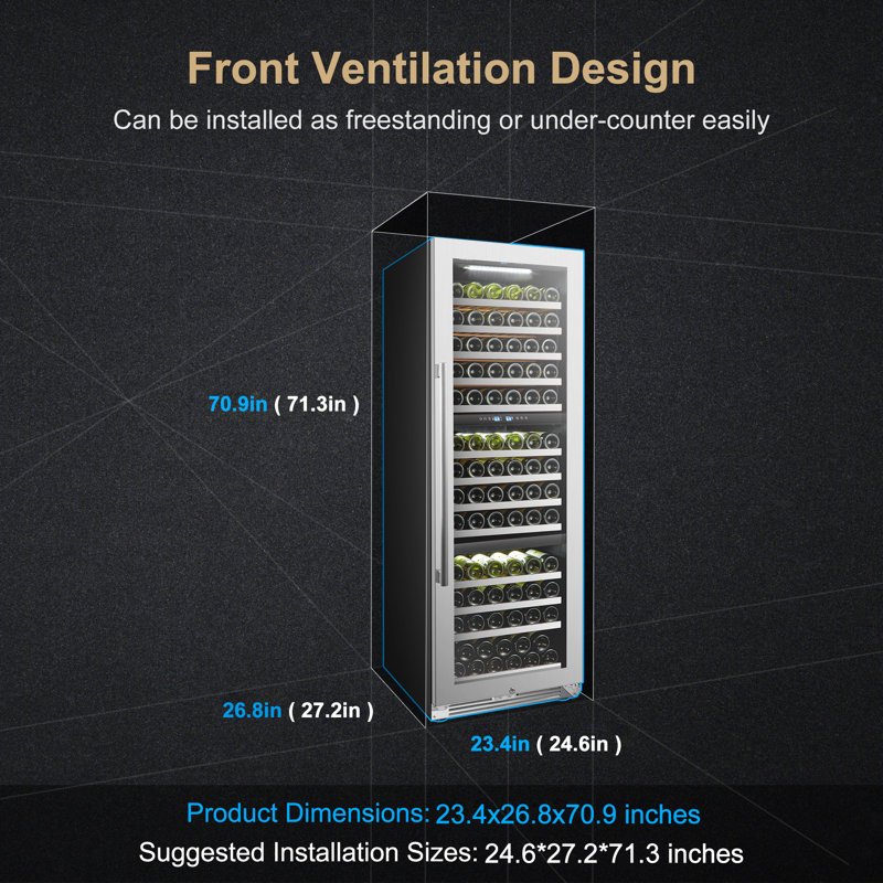 24" 143 Bottle Triple Zone Freestanding Wine Refrigerator