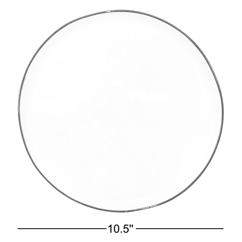Assiette plate en porcelaine à jantes colorées Canvas Home Abbesses, Or