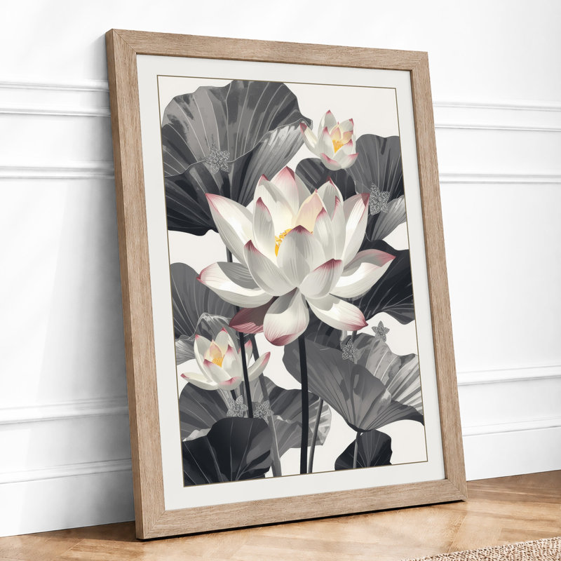 Luminous Lotus Botanical - Framed Print, A1 - 84.1 x 59.4 cm, Oak