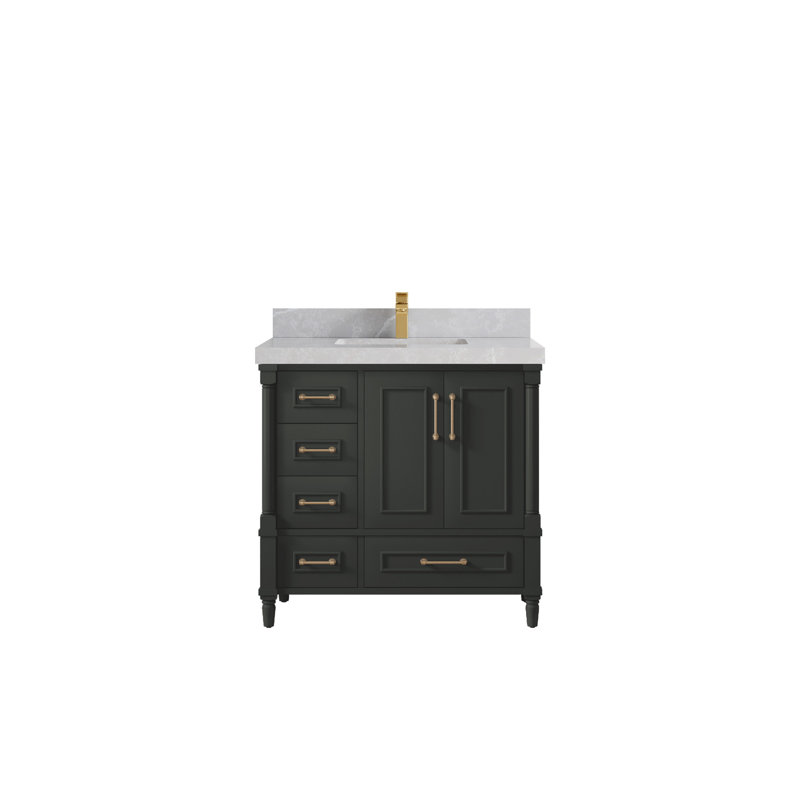 Aberdeen 36'' Single Bathroom Vanity with Top, Pearl Gray