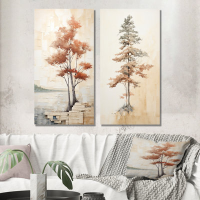 Minimalisme, séquoia beige, ensemble de 2 reproductions d'art sur toile, séquoia
