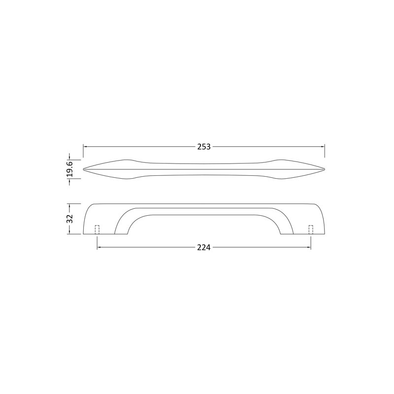 D Shaped 22 3/8cm Centre Bar Handle, Matt Black