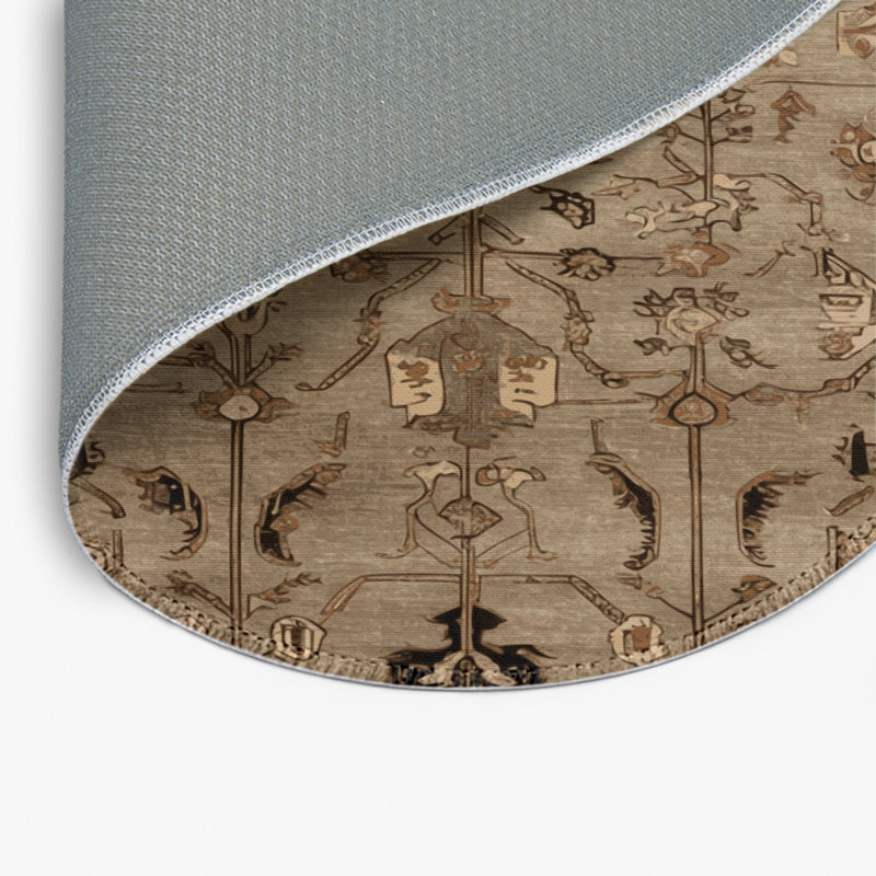 Tapis d'intérieur et d'extérieur persan beige, Rond 5 pi