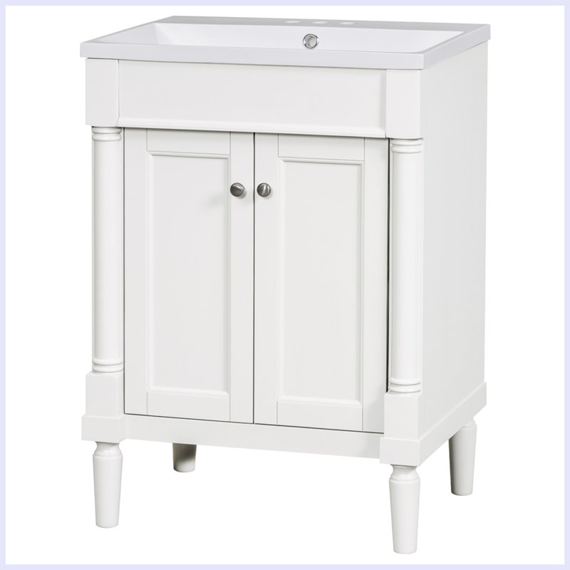 Meuble-lavabo moderne avec lavabo supérieur, Blanc