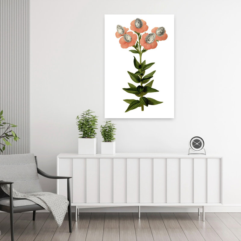 Œuf, art floral rétro fantaisiste, H 36 po x l 24 po