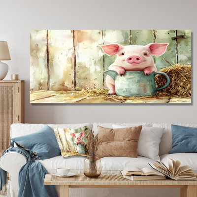 «Milk and Pig Portrait At The Farm II», reproduction d'art sur toile cochon