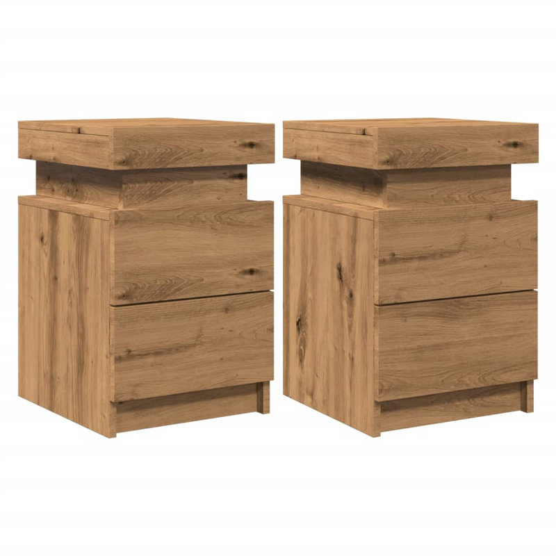 Daukarah 35cm W Manufactured Wood Bedside Table, Artisian Oak