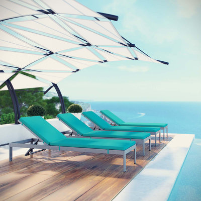 Chaise de patio d'extérieur en aluminium avec coussins Shore