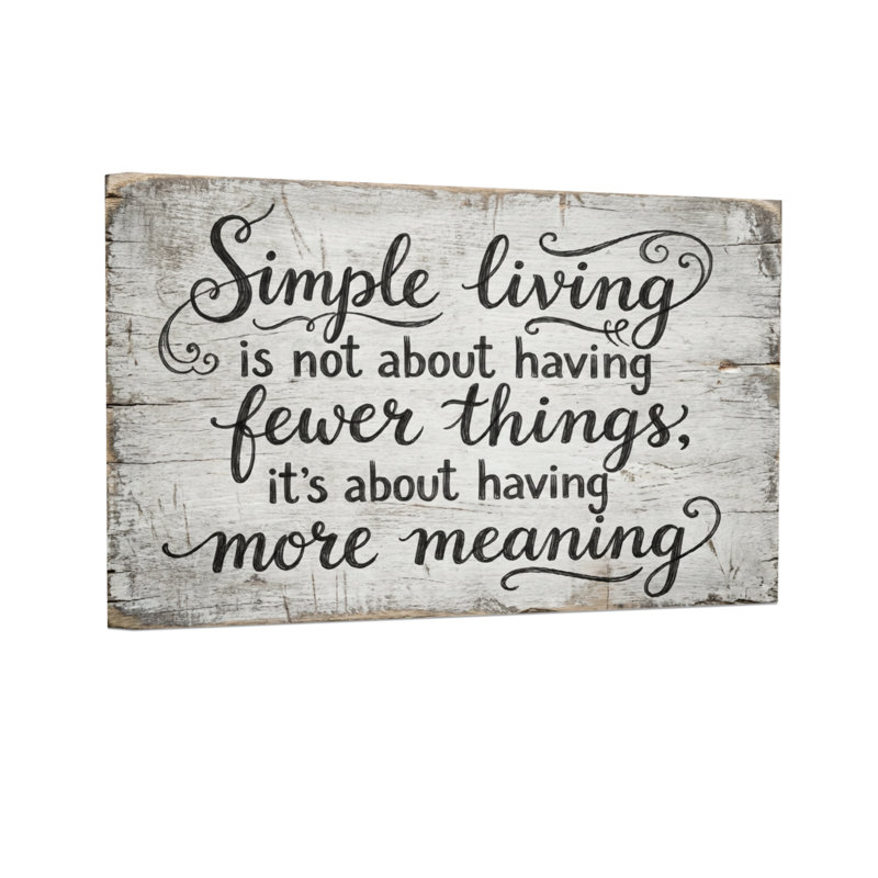 Texte et chiffres Simple Living, H 16 po x l 24 po