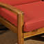 Élégante table d'extérieur rouge à 3 places avec table basse - structure en bois, tissu d'ameublement modulaire à revêtement en bois, coussin à utiliser