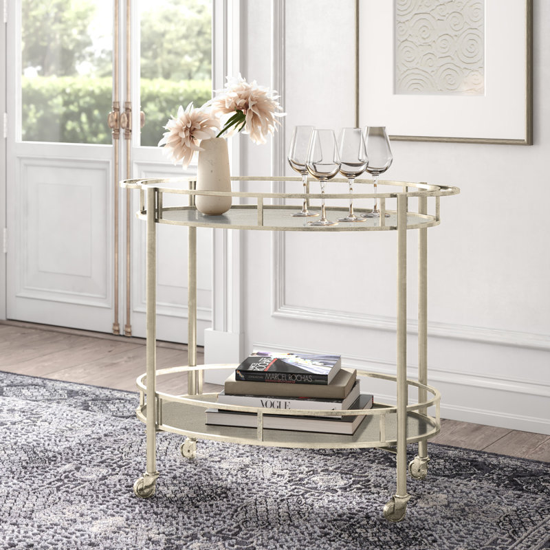 Metal Bar Cart, Brushed Gold