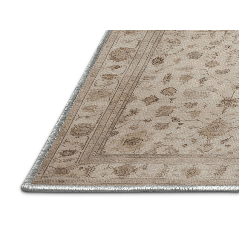 Tapis turc beige lavable à la machine, Carré 3 pi