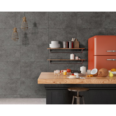 Tongue & Groove 15.7'' x 24.4'' Vinyl Wall Paneling in Dark Gray