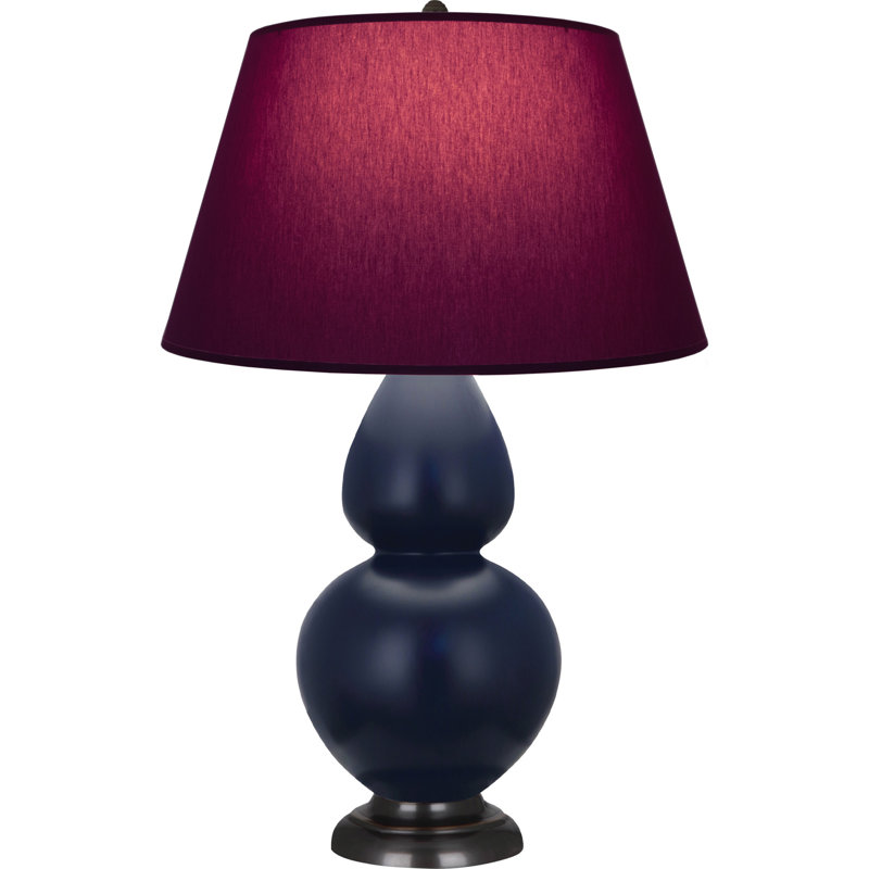 Double Gourd Table Lamp, Navy/Gray, Navy/Antique Silver