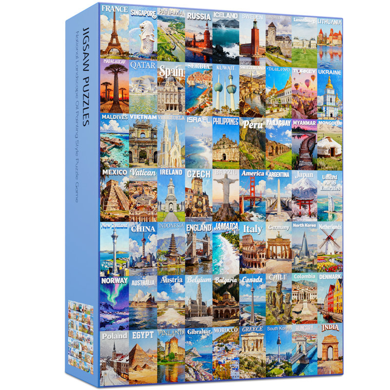 Multi-country jigsaw puzzle，1000pcs matte velvet surface