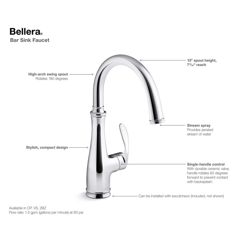 Bellera Touch Single Handle Kitchen Faucet, Polished Chrome