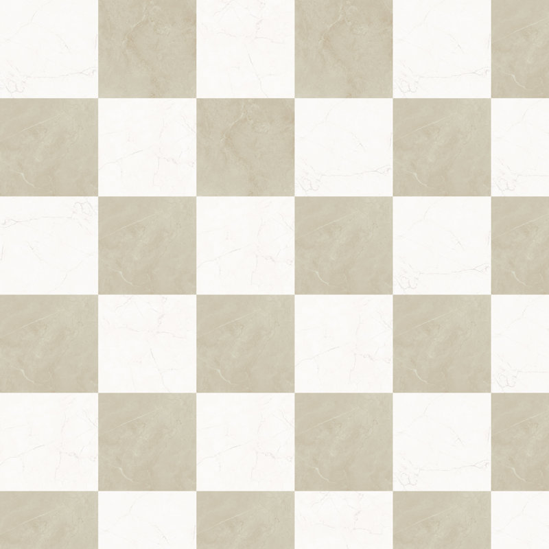 Sophia Checkerboard 12" x 12"  Porcelain Marble-Look Floor Tile (33.44 Sq. Ft. / Case), Ivory/White