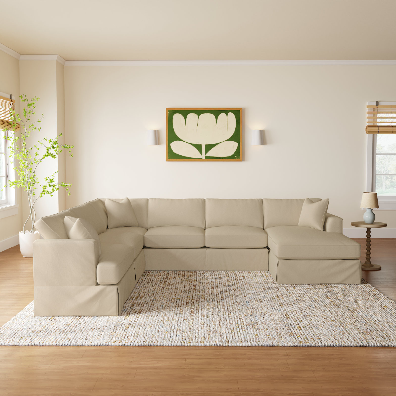 Lucia 151" W U-Shaped Sectional , Right Hand Facing, Bayou Stone Canvas