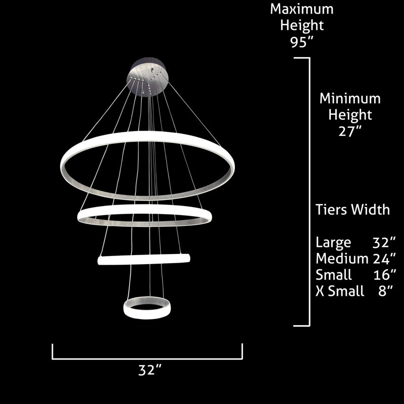 Luminaire suspendu moderne à 4 anneaux