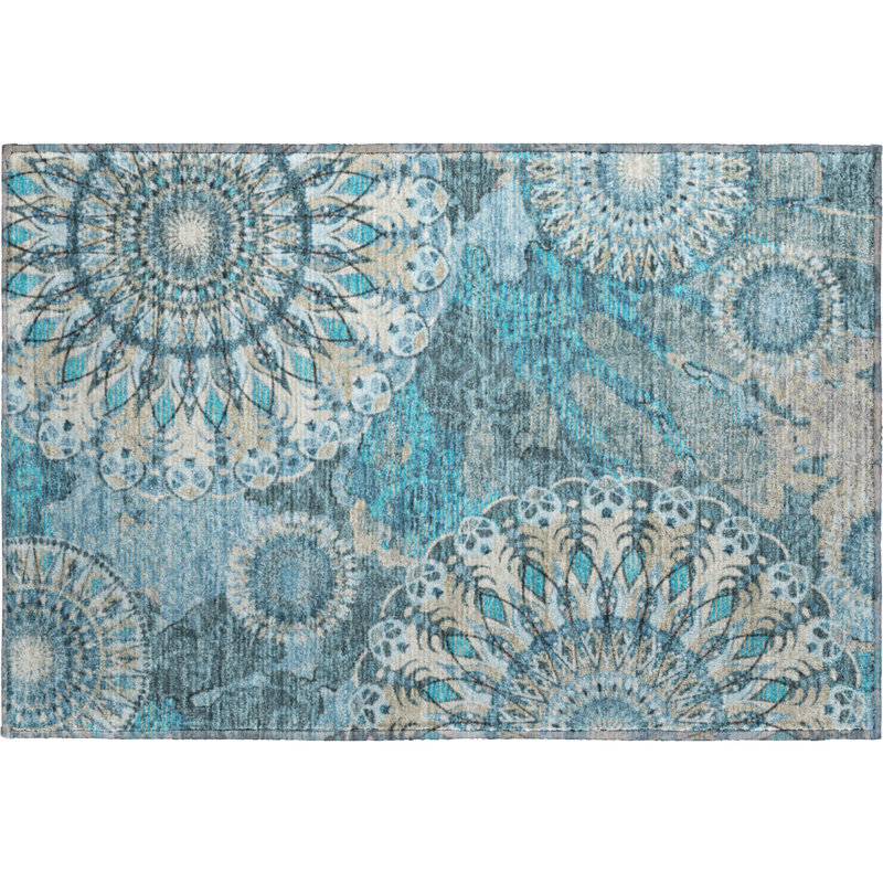Tapis cachemire de qualité supérieure Mayfield AMF2335, Bleu sarcelle, 2 pi 6 po x 3 pi 10 po