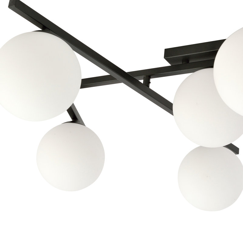 Glass Flush Mount, White, 12cm H x 72cm W x 8.5cm D