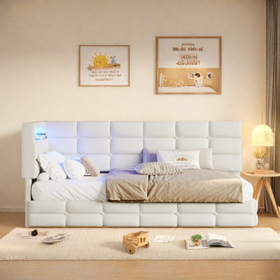 2 Drawers Upholstered Corner Daybed With Lights And Outlets by Brayden Studio