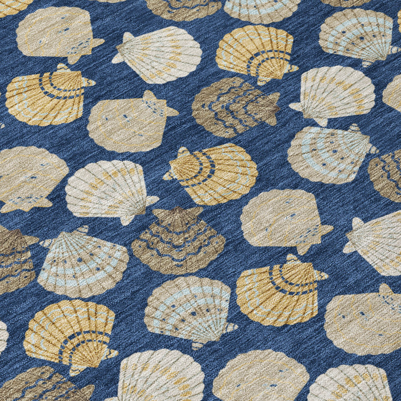 Tapis côtier intérieur / extérieur lavable à la machine ACN2986, Marine, 3 pi x 5 pi