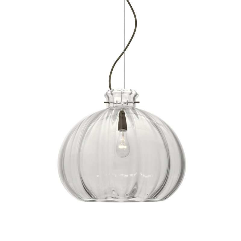 Pinta 1 - Light Single Pendant, Brushed Bronze, Clear, 11.88" H x 14.25" W x 14.25" D