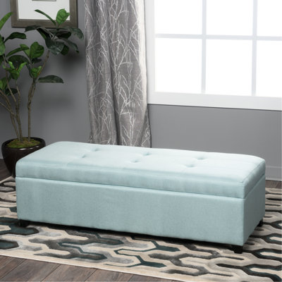 Rangement en tissu d'ameublement bleu - Améliore l'esthétique de la pièce et améliore la fonctionnalité du banc
