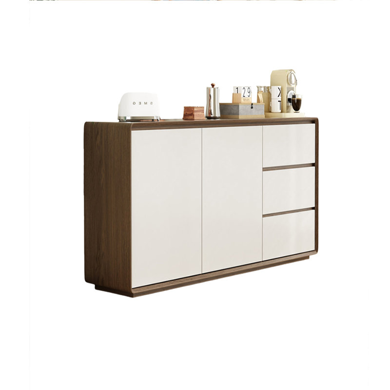 Modern Simple Solid Wood Sideboard, Brown/White, 31.49" H x 47.24" W x 15.75" D