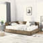 Structure de lit capitonnée avec rangement, canapé-lit avec dossier confortable et accoudoirs, lit double pour chambre à coucher, salon, velours-1366212897