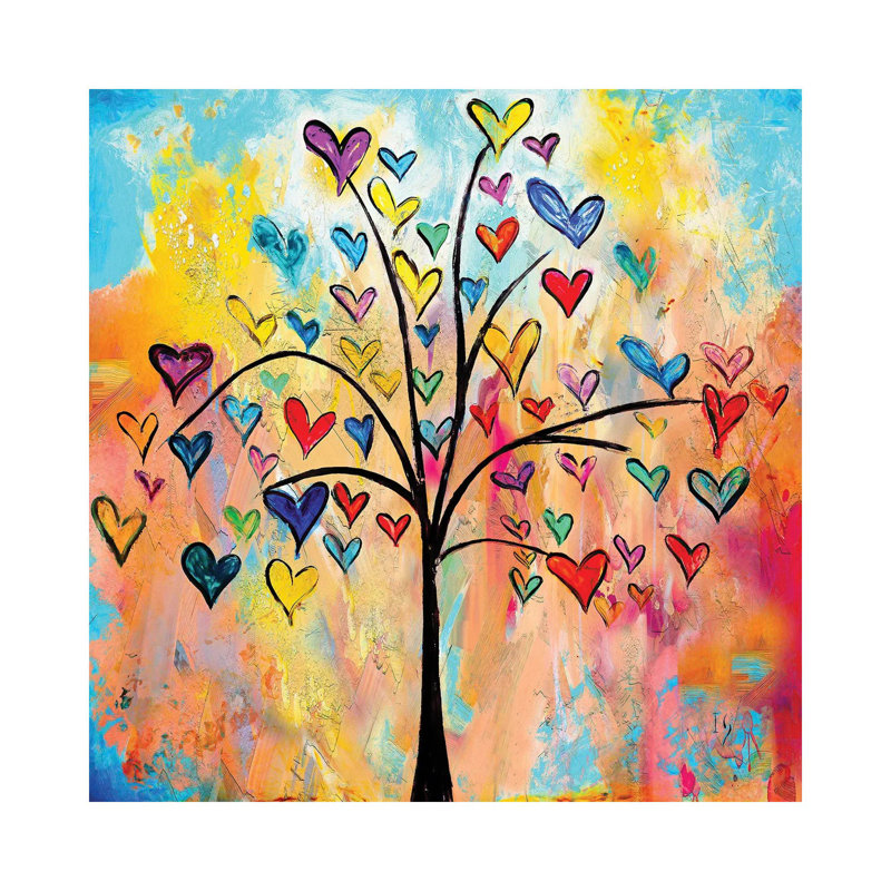 Arbre des cœurs - Estampe numérique sur toile tendue avec châssis, H 37 po x l 37 po