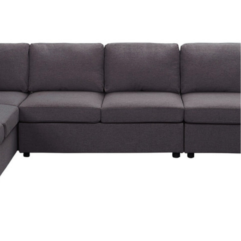 Canapé modulaire 146,5 po avec méridienne réversible, Lin mauve