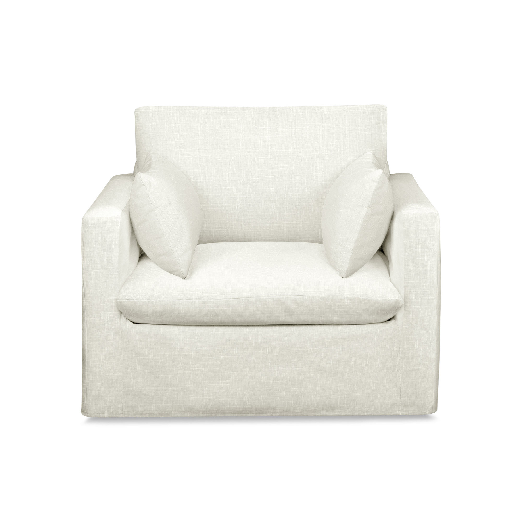 Luna Slipcovered Chair and a Half, Lena Off White Performance Linen Blend