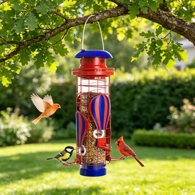 Mangeoire solaire en métal à l'épreuve des écureuils à suspendre à l'extérieur avec panneau solaire à DEL, résistant aux intempéries et à l'épreuve des mâchoires pour les petits oiseaux, décoration de jardin