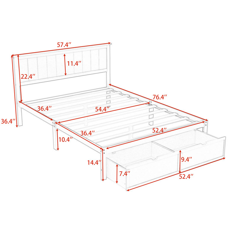 Platform Storage Bed, White