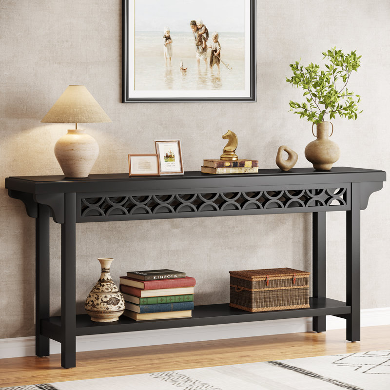 Console en bois massif 70,8 po Holzhauer, Noir, noir, noir, noir