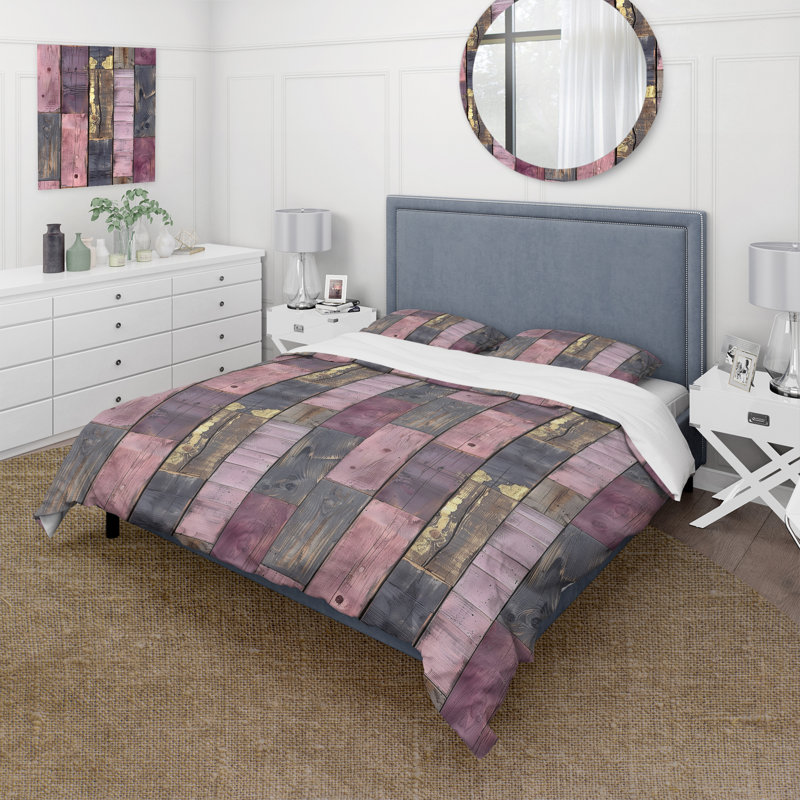 Ensemble de housse de couette Blush, rose, mauve et doré, Housse de couette très grand + 2 taies décorativ