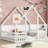 WoodNest House-Shaped Floor Bed with Guardrails-115684343-115684341