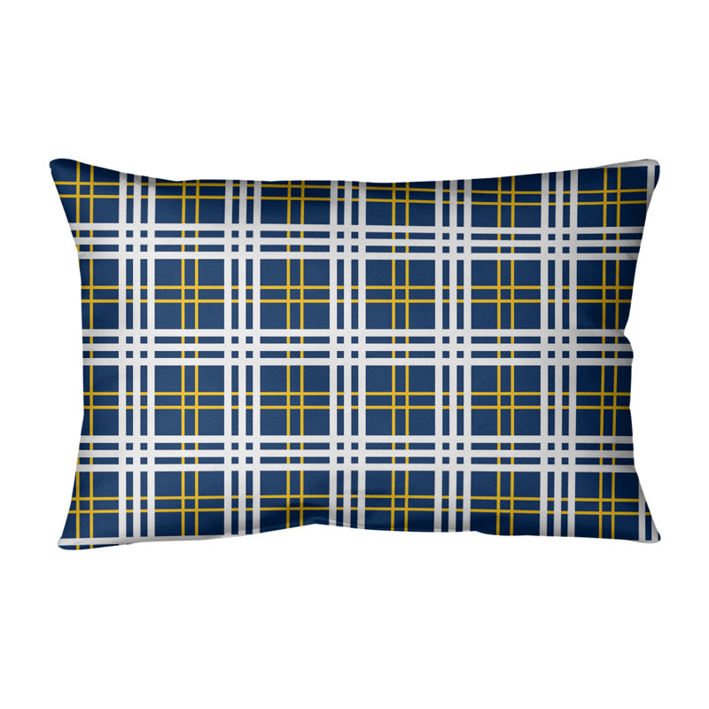 Housse de coussin flash Los Angeles Luxury, Bleu marine / or / blanc, Lin