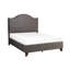 Lit double moderne, lit double traditionnel, revêtement en velours gris, structure en bois massif, tête de lit et garniture cloutée, lit sommier avec cadre requis et installation requise