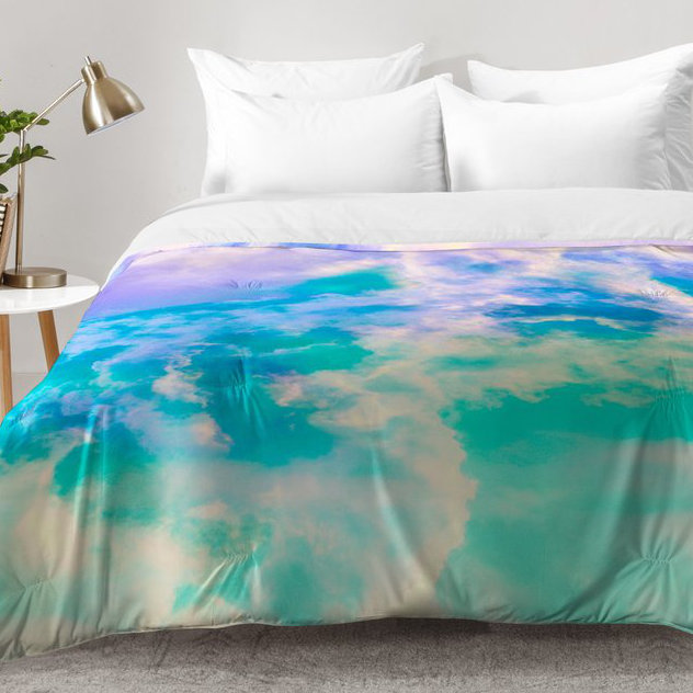 Ensemble d'édredon Painted Clouds, Édredon pour lit simple TG + 1 taie décorative