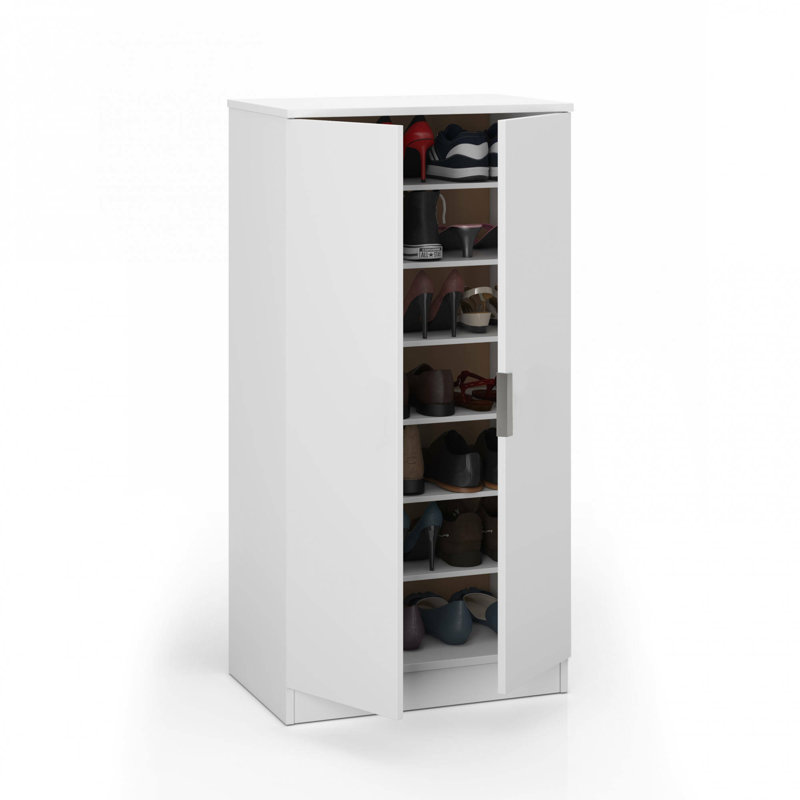 Multifunction Wardrobe With Two Doors With Six Shelves, White Color, Measurements 55 X 108 X 36 Cm, White