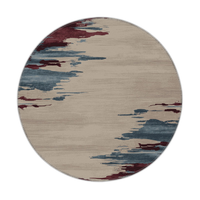 Tapis intérieur et extérieur gris Watercolor, Rond 5 pi