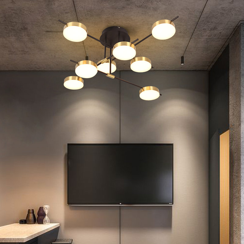 Plafonnier semi-encastré géométrique à DEL 8 lumières Aabin