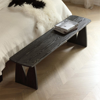Black Solid Wood Bench