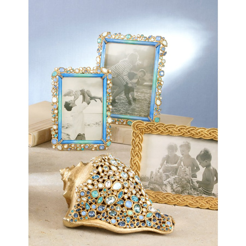 Bejeweled Collection Metal Picture Frame, 8" x 10", Blue