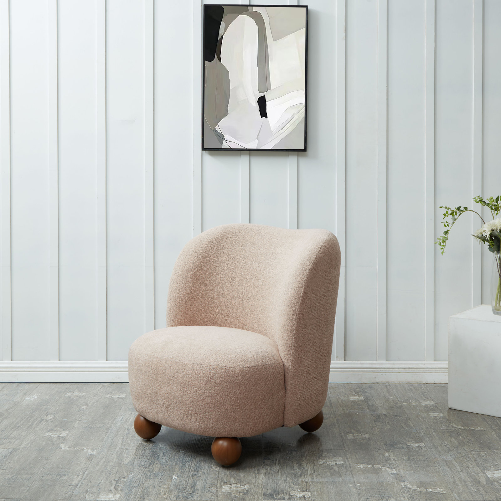 Boucle Slipper Chair, Oatmeal Boucle