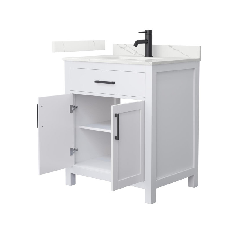 30 in. Single Vanity, White, Matte Black, Giotto Quartz